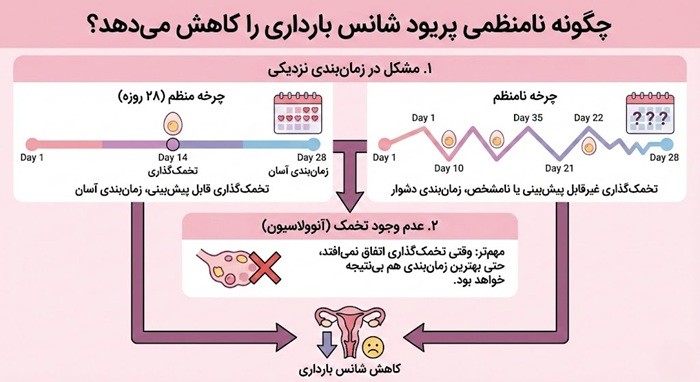 چگونه نامنظمی پریود، شانس بارداری را کاهش می‌دهد؟
